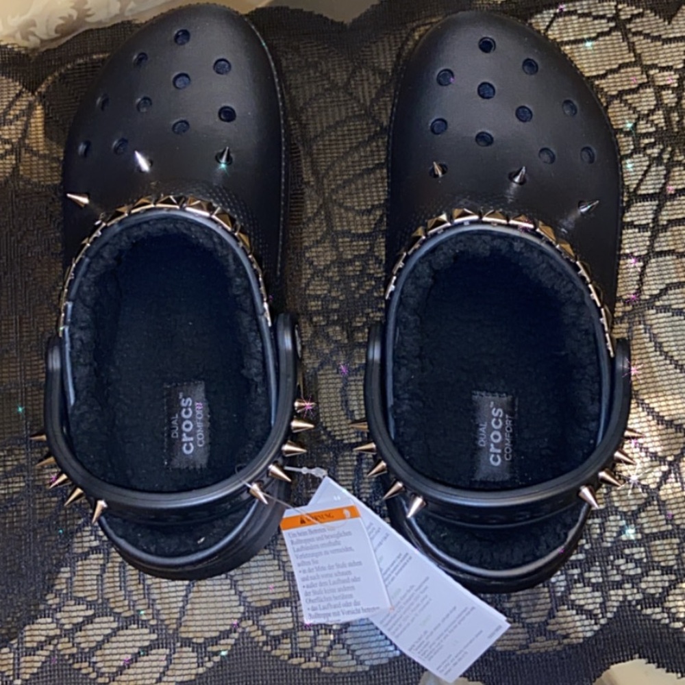 Goth studded winter crocs